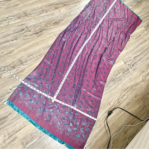 ✨ Enchanting SILK Pink and Teal SCARF/body wrap w Gypsy southwestern vibe - Picture 15 of 16